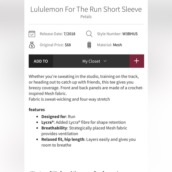 Lululemon For The Run Short Sleeve - Picture 5 of 7